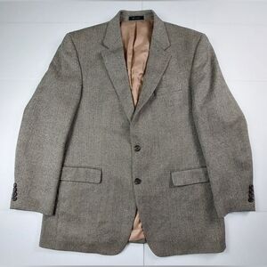 Lauren Ralph Lauren Jacket Mens Size 44L Brown Herringbone 100% Lambs Wool Macys